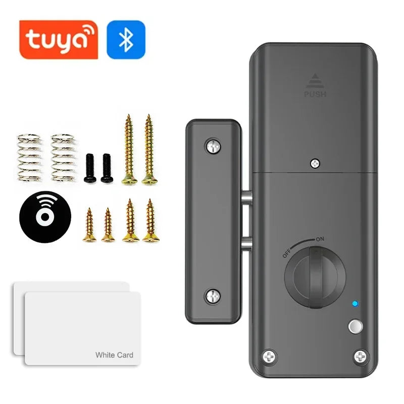 TTLOCK Punch-free Smart Invisible Lock Keyless IC Card Lock Supports Bluetooth Remote Control No-drill Hole Wooden Door Mortise Vue Tuya IC Card-Black