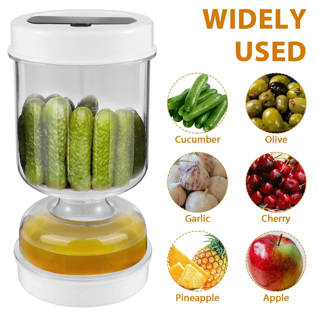 Pickle Container Wet and Dry Separation Pickle Olive Jar with Fork Leakproof Airtight Food Storage Upside Down Pickle Container Vue