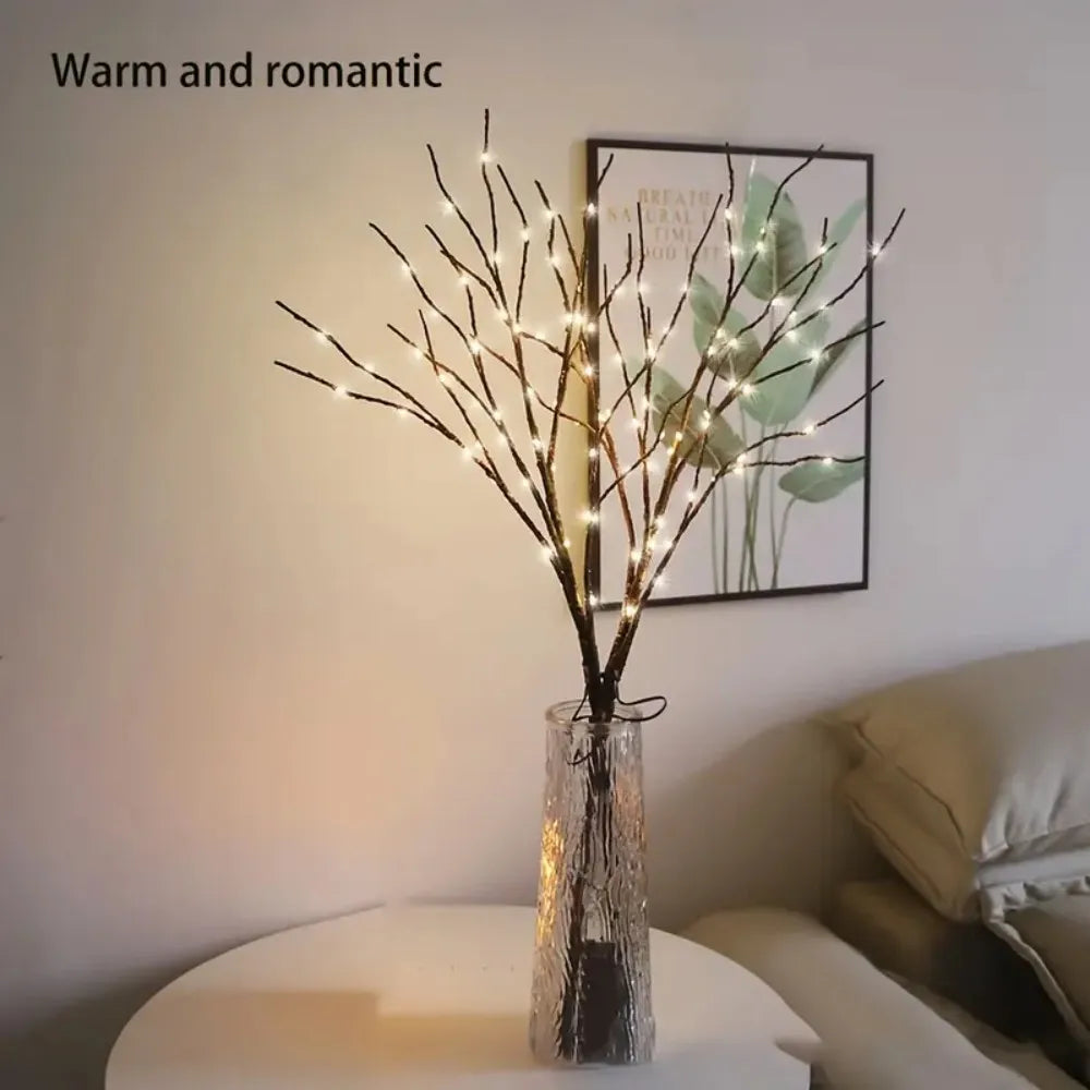 50LED Copper Wire White Birch Branch Lights, Battery Powered String Lights for Bedroom Living Room Table Home Decorations Vue