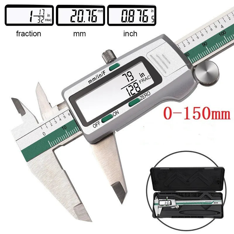 Digital Stainless Steel Caliper 6-Inch 150mm Fraction/MM/Inch Measure Electronic Vernier Caliper 0.01mm High Precision Vue