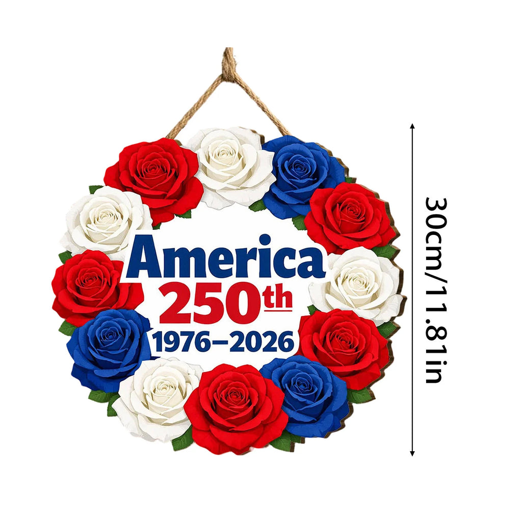 Wooden 250th Anniversary Door Plaque Rustic Patriotic Sign For Porch Wall Entry Decor Independence Day Gift For Family Couples Vue A6