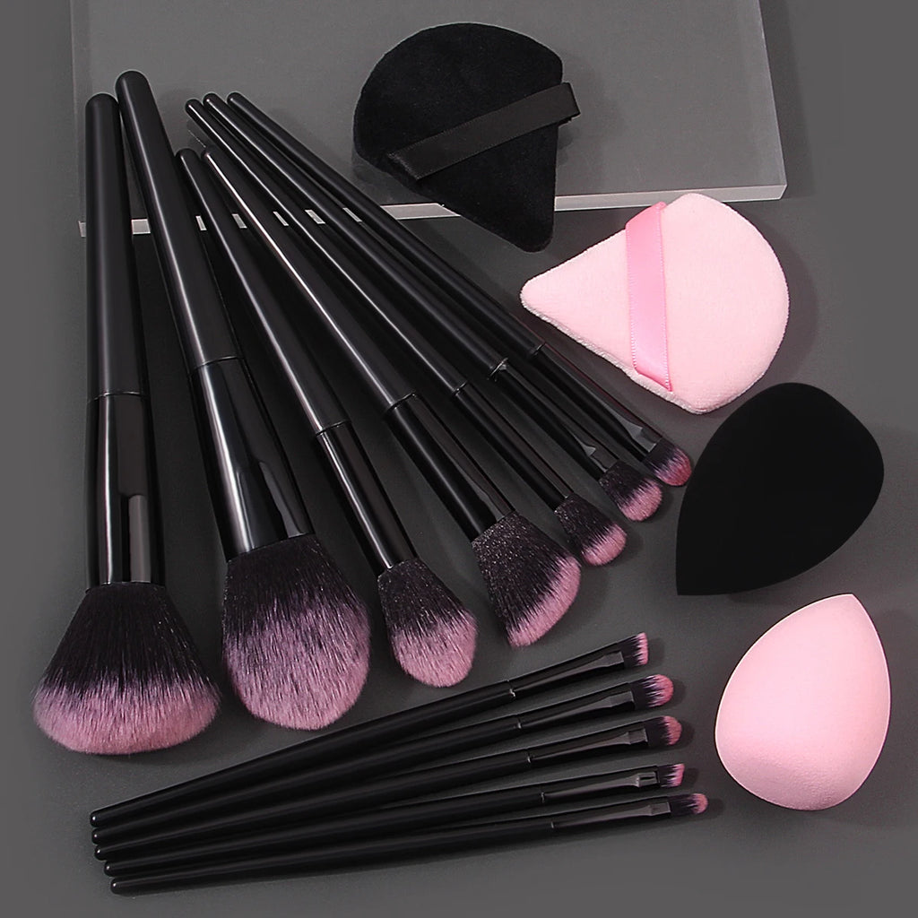 Hot-Selling 12/16PC Multi-Purpose Makeup Brush Set Featuring Ultra-Soft Makeup Powder Pads and Sponge Makeup Eggs with All Tools Vue