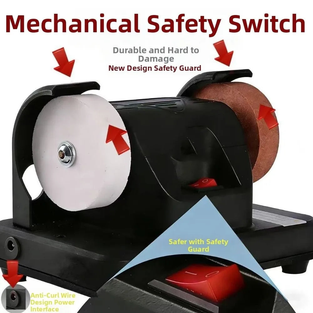 Dual Wheel Mini Bench Grinder Automatic Grinding Stone Electric Sharpener Motor-Driven Sturdy Base Electric Polishing Machine Vue