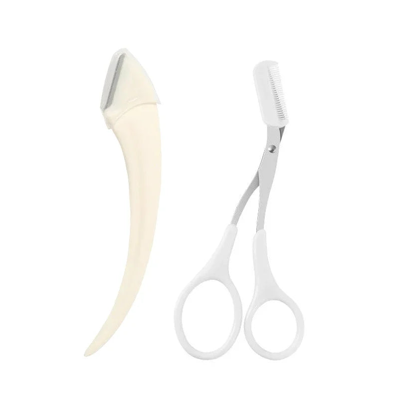 1/2/3Pcs Trimming Razor For Women Knife Eyebrow Face Eyebrow Eyebrow Scissors With Comb Brow Trimmer Scraper Vue M26 White-Set1