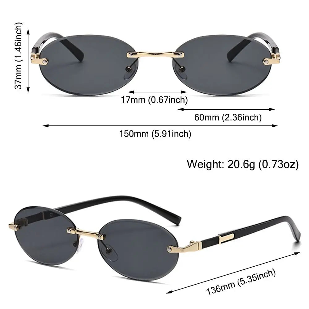 Vintage Cut-edge Oval Frame Sunglasses Frameless Street Punk Shades