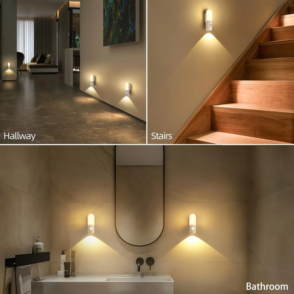 3 Colors Dimmable Spotlights 2 in 1 LED Night Light with Motion Sensor Rechargeable Magnetic Wall Lamp for Bedroom Hallway Stair Vue