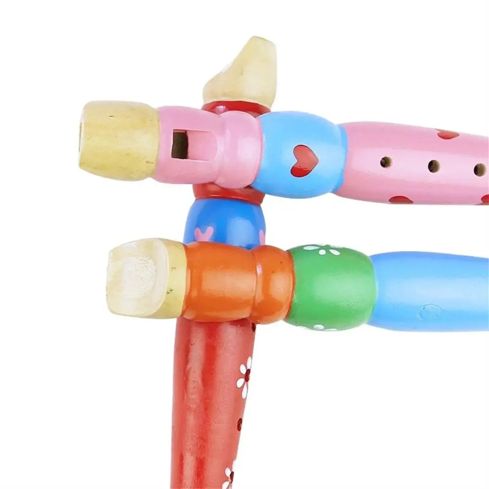 Educational for Children Baby 20cm Musical Instrument Short Flute Cartoon Flute 6-Holes Recorder Wooden Flute Vue