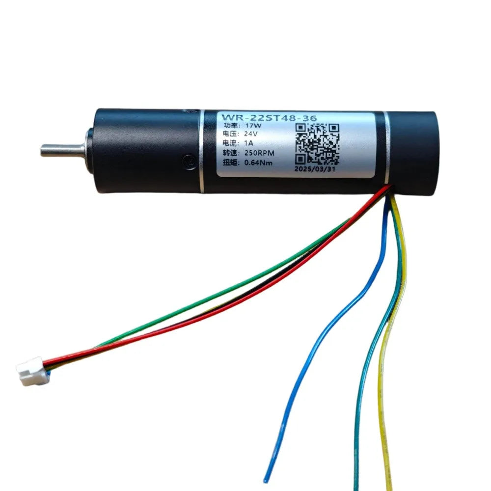 WR22ST48-36 22mm Brushless Motor Coreless Gear Motor 24V 17W 250RPM 0.64Nm 16Bit Encoder Brushless Motor Vue
