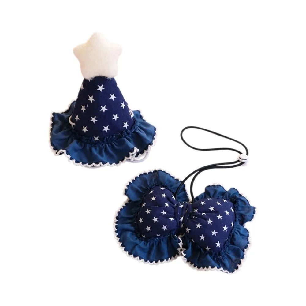 Red Polka Dot Cute Cat Dog Birthday Hat Set Adjustable Colorful Pet Cap Bow Tie Bow Pet Dress Up Set Pet Accessories Vue Set D