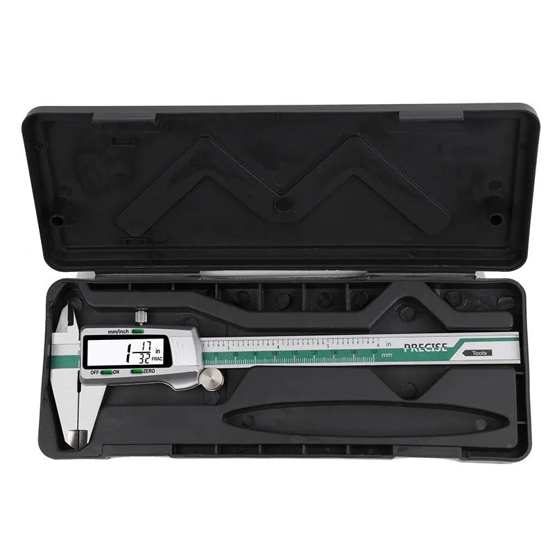 Digital Stainless Steel Caliper 6-Inch 150mm Fraction/MM/Inch Measure Electronic Vernier Caliper 0.01mm High Precision Vue silvery
