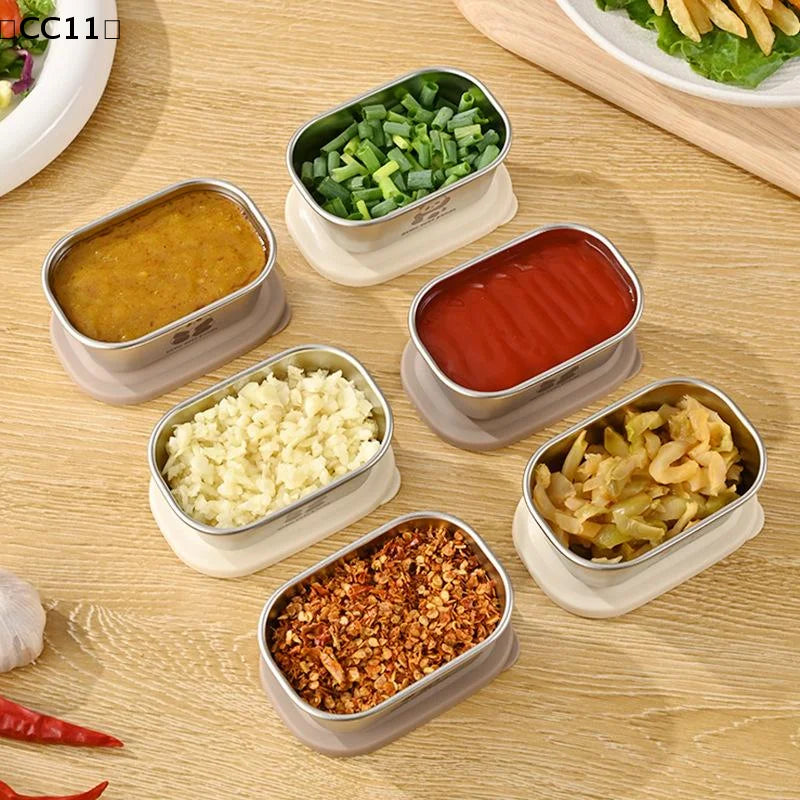 140ml With Sealed Lid Seasoning Box Leak-proof 304 Stainless Steel Sauce Cup Durable High Quality Condiment Containers〔CC11〕 Vue