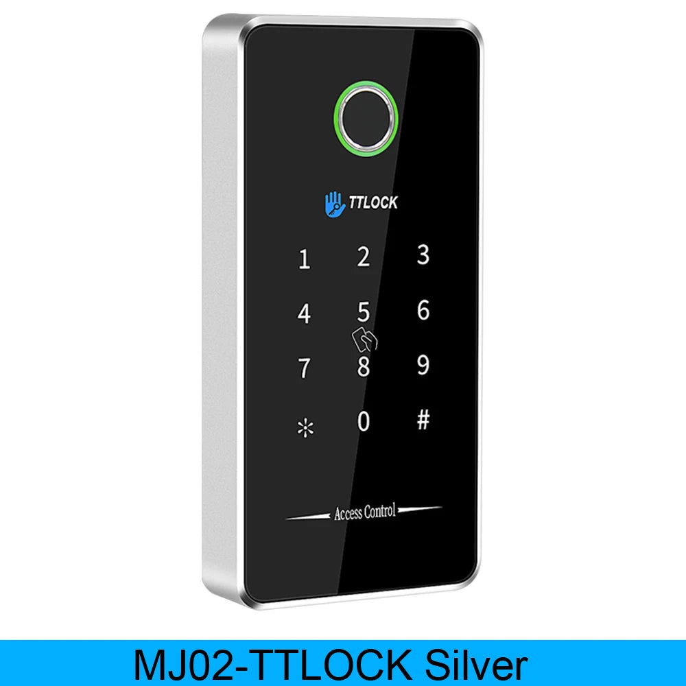 Bluetooth Nfc Rfid Keypad TTLOCK App Fingerprint G2 Wifi Gateway Support 13.56Mhz Card Access Control System MJ02 Metal Alloy Vue MJ02 silver