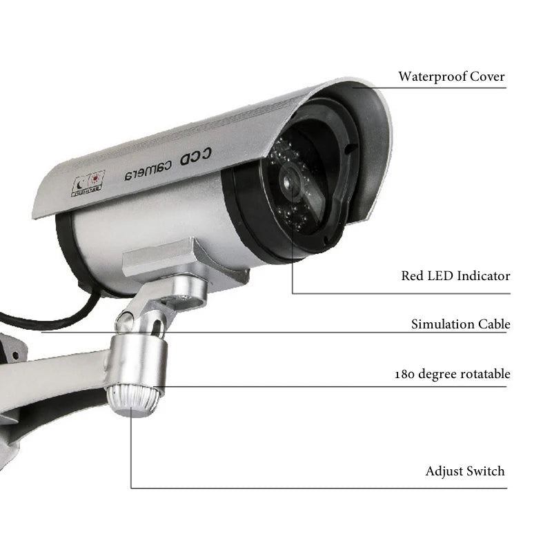 Creative Fake Bullet Camera Plastic Dummy CCTV Camera With Red Flashing Led Power Via AA Battery Surveillance Security System Vue