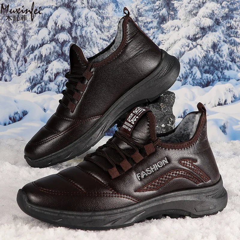 Men's Winter Snow Boots Thickened Plush Lace-Up | Sizes 39-47 Men's Snow Boots Vue