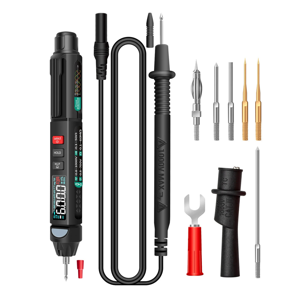 ANENG A3008 Pen Multimeter 6000 Counts Digital Multimeter Meter Tester with LCD Display Backlight Flashlight NCV Auto-off Vue Phase sequence funct