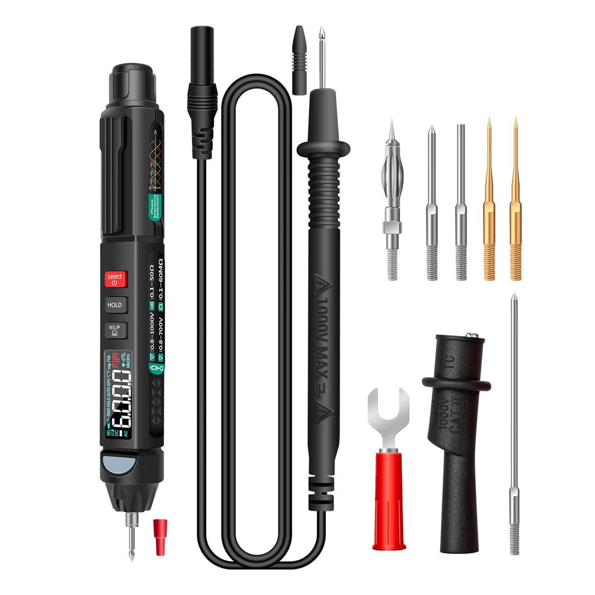 ANENG A3008 Pen Multimeter 6000 Counts Digital Multimeter Meter Tester with LCD Display Backlight Flashlight NCV Auto-off Vue Phase sequence funct