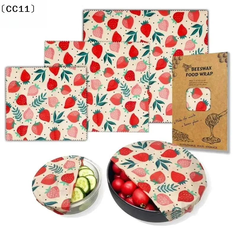 〔CC11〕Beeswax Food Wrap Eco Friendly Wrap Replacement Organic Natural Bees Wax Reusable Mixed Pattern Beeswax Wraps Bowl Cover Vue