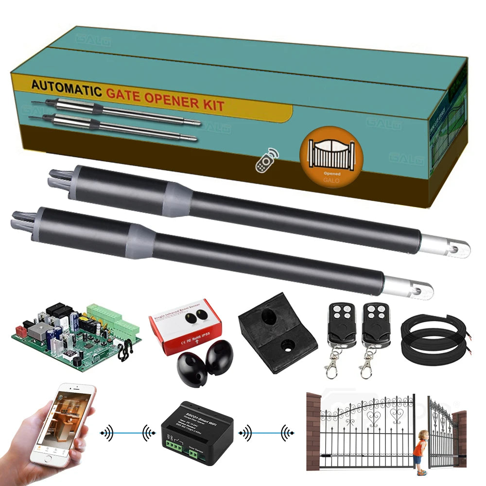 AC110V/220V to 24V Electric Automatic Strong Dual Arm Swing Gate Opener Up to 660 Lbs Hardware Driveway Door KIT Vue