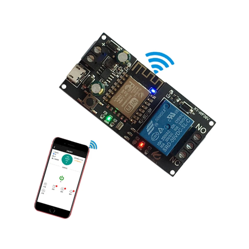 Sinilink WIFI Mobile Phone Remote Control Relay Module DC5V DC6~36V Smart Home Phone APP ESP-12F Long Range Remote Control Board Vue
