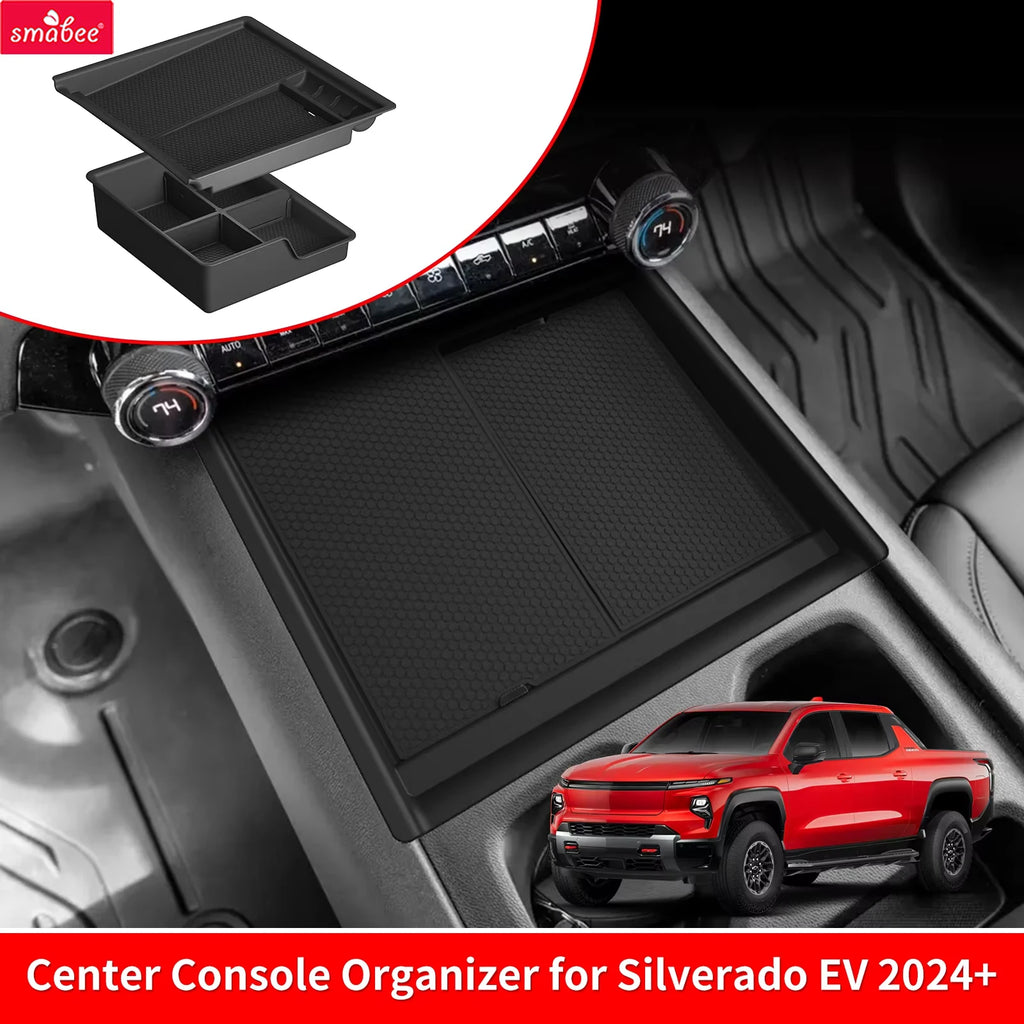 Smabee for Chevy Silverado EV 2024-2026 Car Double Layer Center Storage Tray Dual Layer Console Insert Tray Accessories Vue