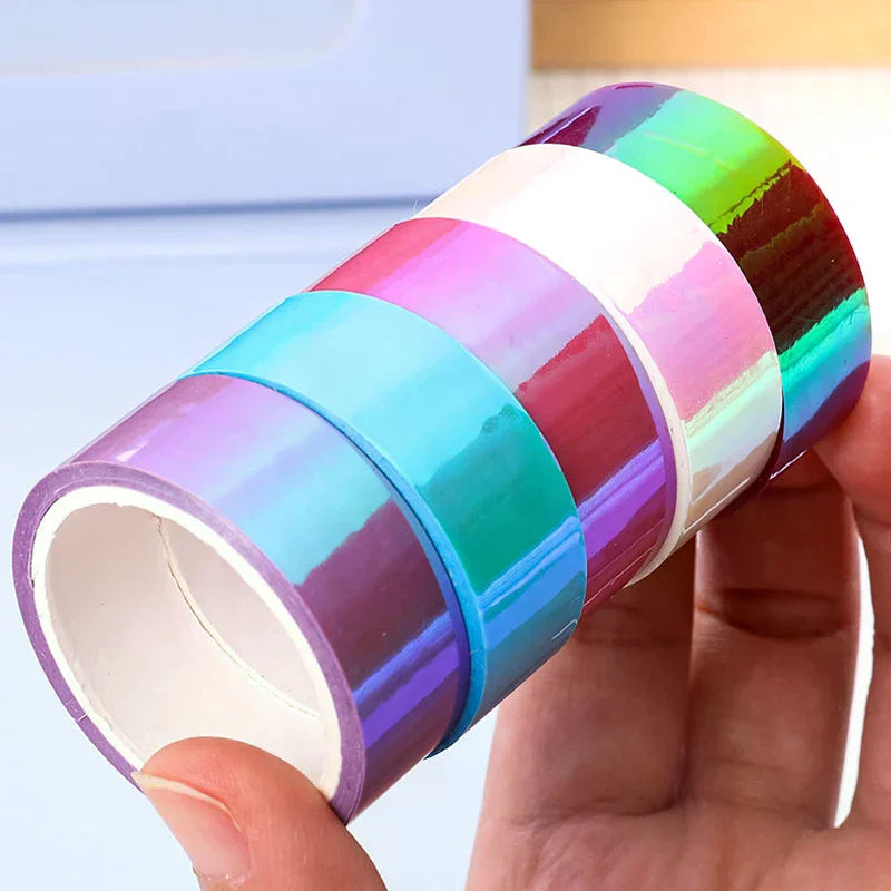 500cm Holographic RG Prismatic Glitter Tape Hoops Stick Rhythmic Gymnastics Ring Decoration Fitness Equipment DIY Scrapbooking Vue