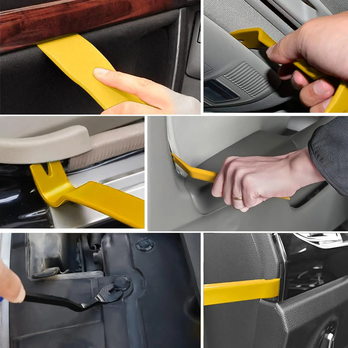 Nilight 8PCS Auto Trim Removal Tool Kit No-Scratch | Removal Tool Kit for Car Audio Dash Panel Window Molding Fastener Remover Tool Kit-Yellow Vue