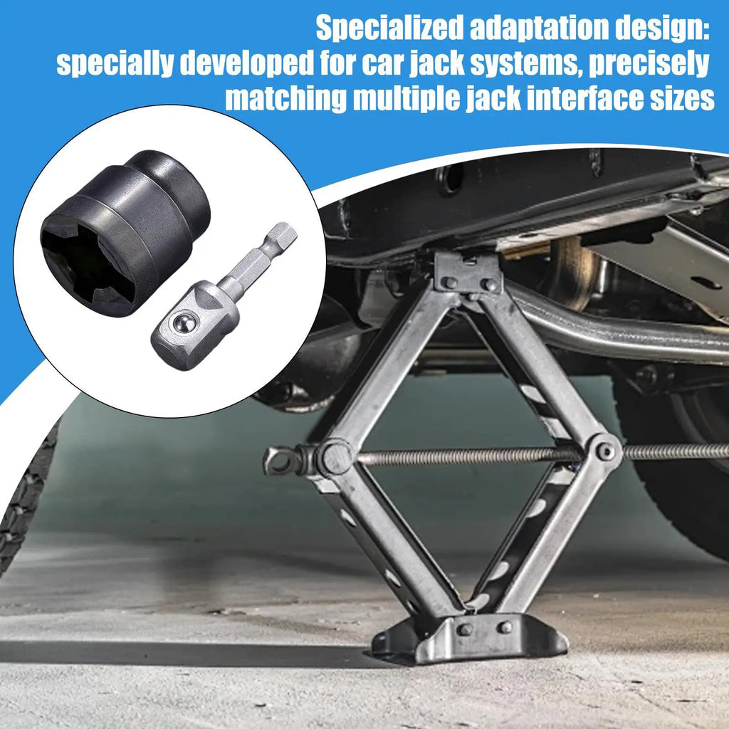 Heavy-Duty Car Jack Socket Converter Rust-Resistant Scissor Jack Adapter Durable Attachment Tool Portable Automotive Accessories Vue