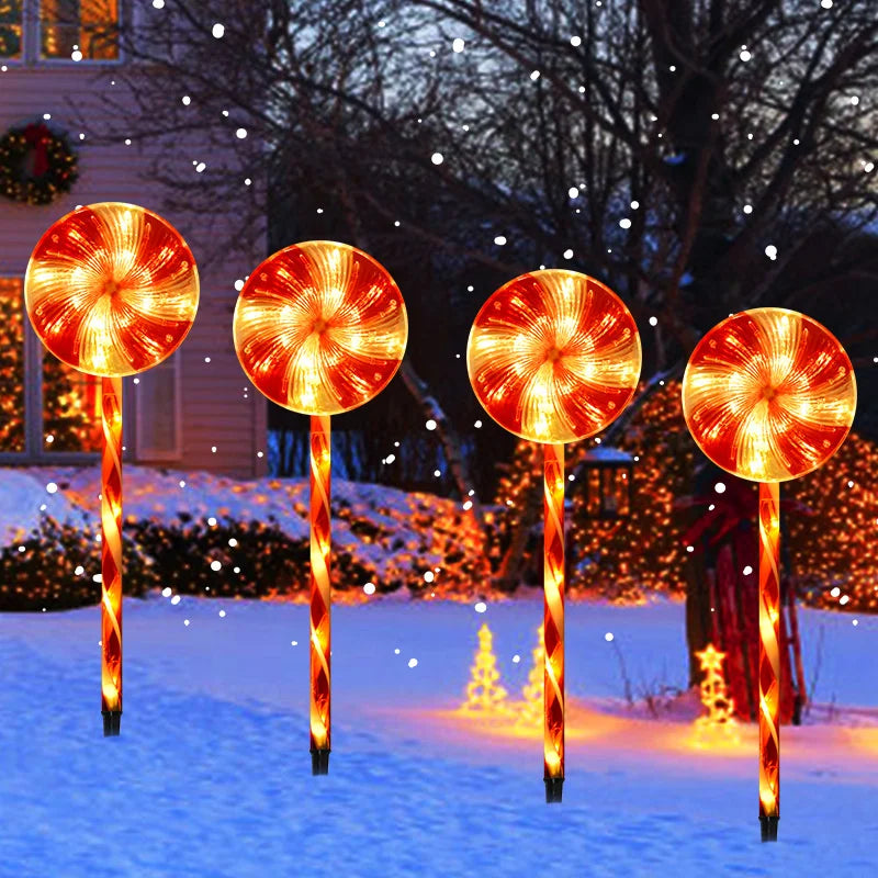 Solar Lights Outdoor Christmas Lollipop Lamp LED Garden Decoration Waterproof Landscape Halloween Lights Lamps Home Balcony Vue