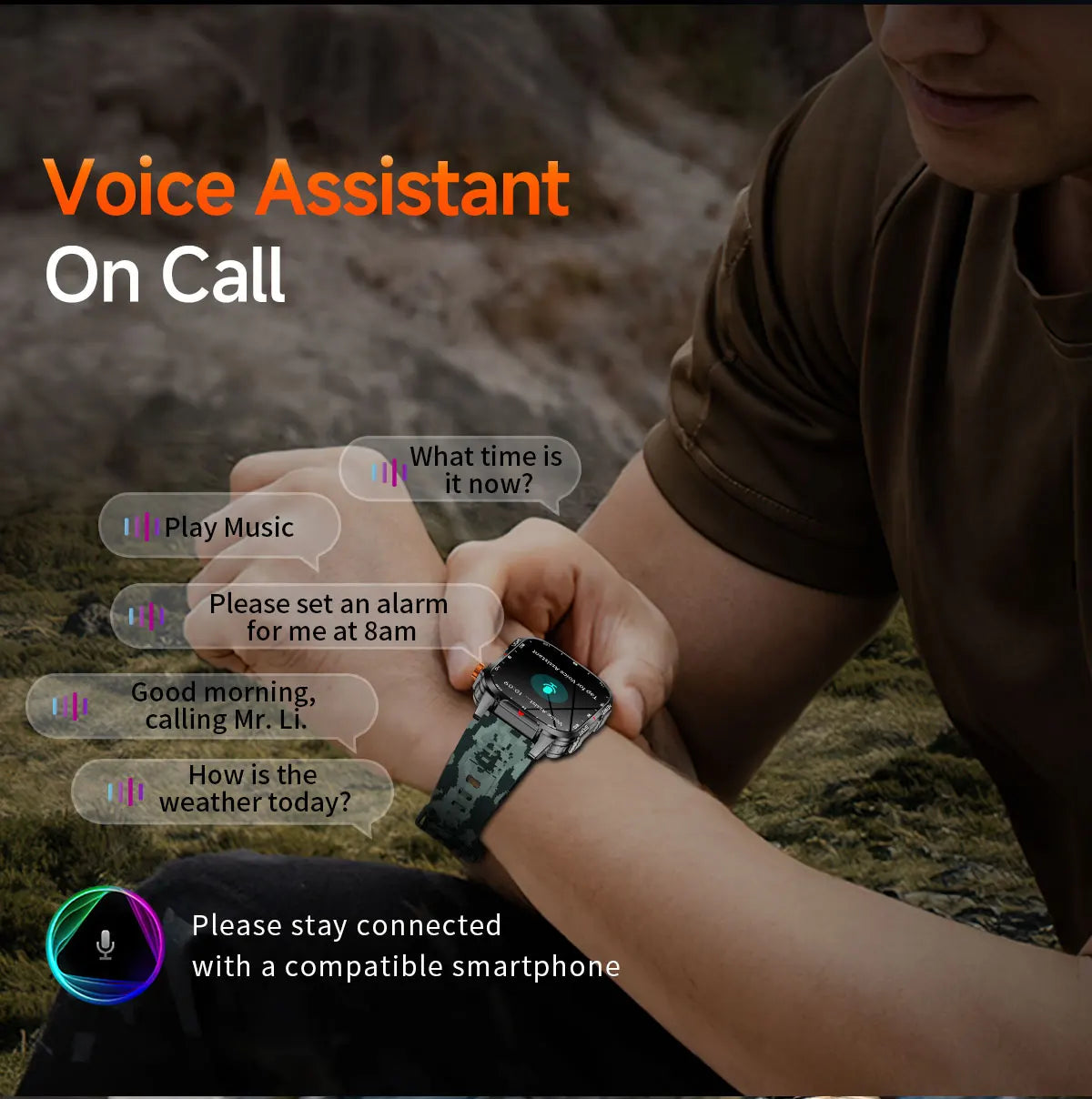 2025 New Smart Watch Voice Assistant 2.01"HD Screen Bluetooth Call Waterproof 1100mAh Big Battery Compass Outdoor Sport Watches Vue