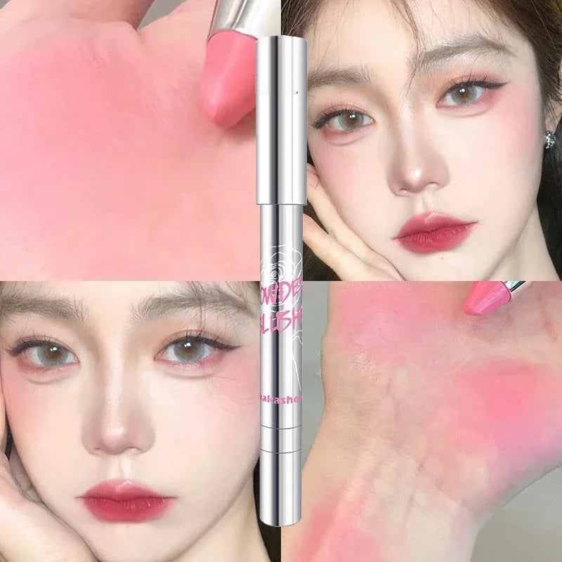 Pink Blush Pencil Facial Cheek Expanding & Shrinking Color Rouge Shadow Pen Cream Blush Sweet Cool Girl Style Korea Makeup Stick Vue 06