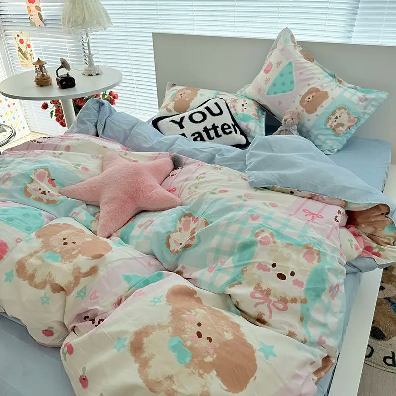 Cute Capybara Duvet Cover Set Boys Girls 3 4pcs Bedroom Decoration Flat Bed Sheet Pillowcases Single Double Size Bedding Set Vue 02 Full 4pcs 180x220
