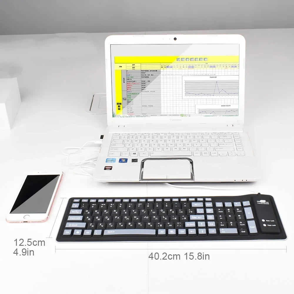 103 Keys English Language Keyboard for Laptop Computer PC Tablet Keyboard 103 Keycaps USB Wired Silicon Key Board Vue