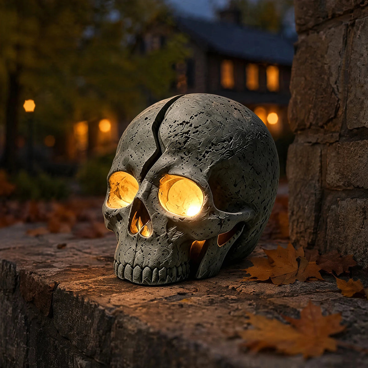 Solar Cracked Skull Garden Light | Gothic Halloween LED Lamp Solar Garden Light Vue
