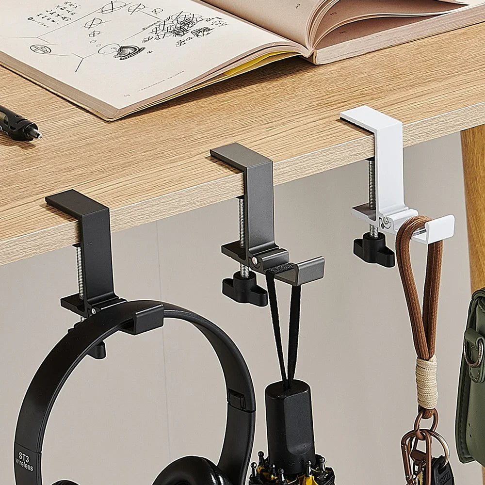 Collapsible Adjustable Desk Edge Hook Gaming Headset Desk Hanger Student Backpack Storage Hanging Hook Punch-free Home Organizer Vue