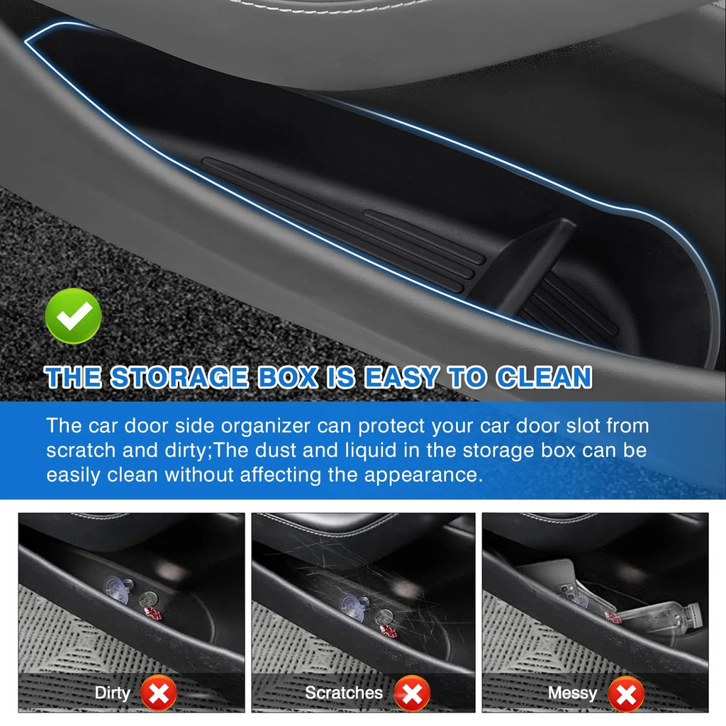 Door Side Storage Box and Trash Can for 2025 2026 Tesla Model 3 Y Juniper Model YL Accessories Door Insert Tray Organizer Liners Vue