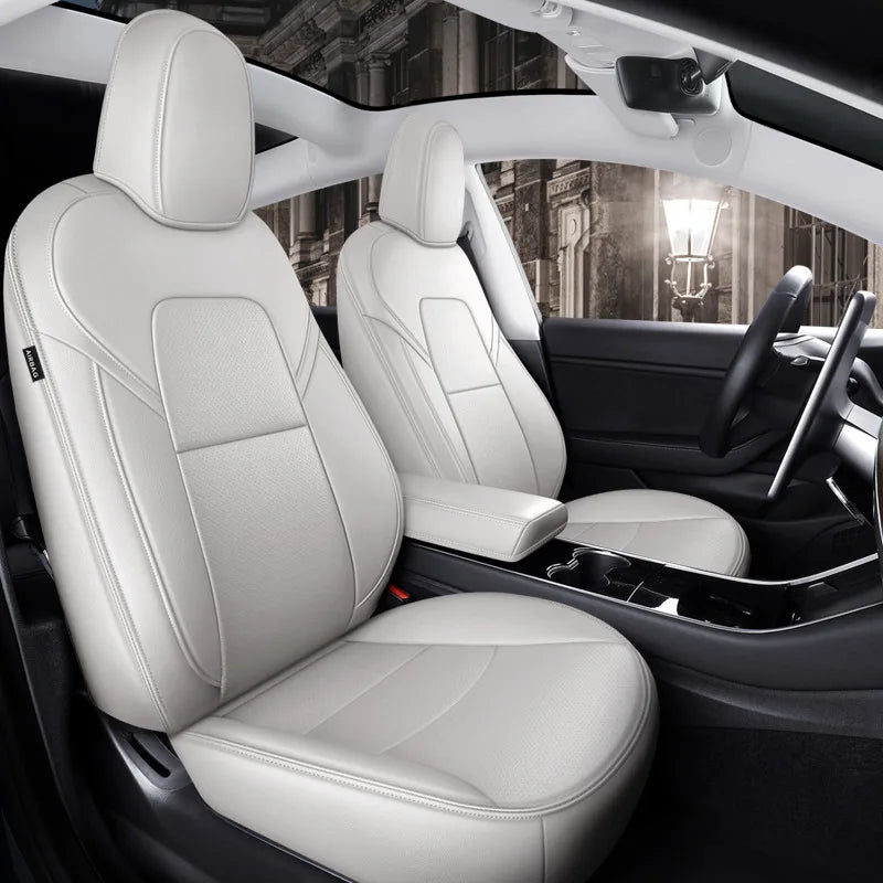 For Tesla Model 3 Model Y 2017-2025 Premium Car Seats Cover Nappa Leather Full Surround Style Cushion Interior Accessories Vue