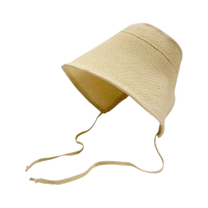 Linen Straw Regency Bonnets Hats For Women Sun Hats Bow Beach Cap Big Wide Brim Cloche Hat Chapeau Femme Lace Up Outdoor Summer Vue Beige