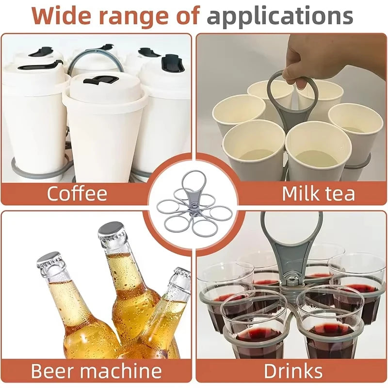 Reusable Drink Carrier Foldable 6-layers Reusable Drink Holder with Handle Outside Portable Coffee Cup Racks Bar Tool for Party Vue