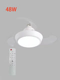 Socket Fan Light with Remote Ceiling Fan Light with E27 Socket Quiet LED Dimmable Flush Mount Fandelier for Workshop Bedroom Vue Invisible Fan-48W