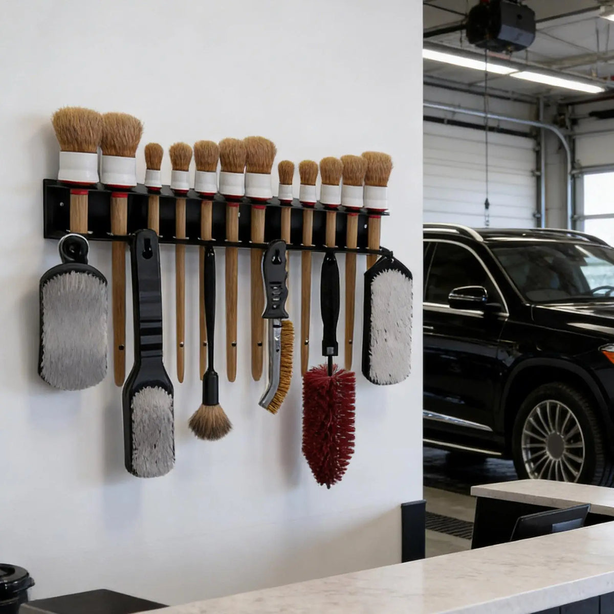 Heavy-Duty Detailing Brush Hanger Space Saving Cleaning Tool Storage with Hooks Car Wash Tool Storage for Work Garage Wash Home Vue