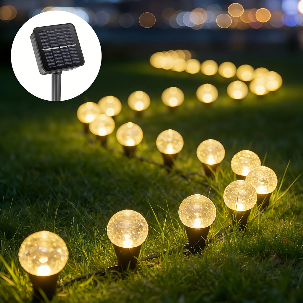 20LED Solar Bubble Lawn Lights, 8 Color Modes, Smart Dusk-to-Dawn Sensor, IPX4 Waterproof Outdoor Stake for Walkway, Garden Vue