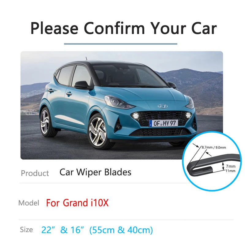 Beam Wiper Blades for Hyundai i10 IA BA Grand i10X 2013–2018 Beam Wiper Blades Vue