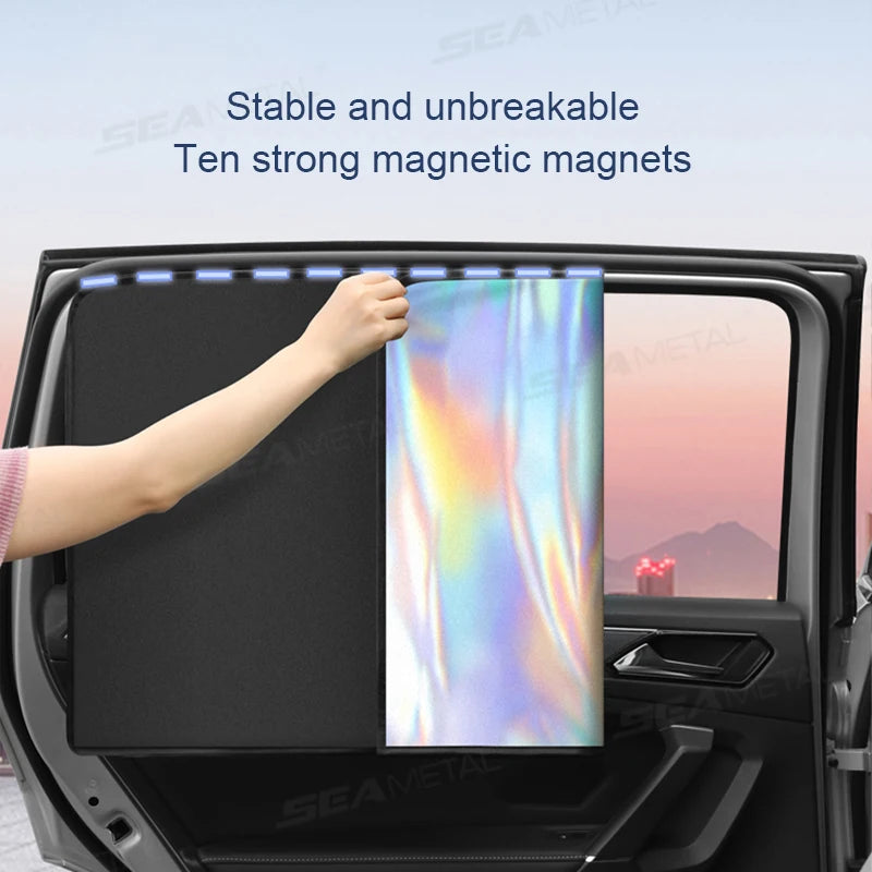 SEAMETAL 2Pcs Magnetic Car Side Window Sun Shade Curtains Front/Rear Window Sun Protection Cover UV Blocking Car Privacy Curtain Vue