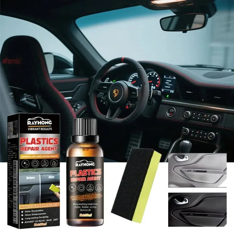 50ml Car Plastic Restorer Back To Black Gloss Auto Plastic Renovation Agent Restoring Liquid Car Refurbishment Cleaning Agent Vue