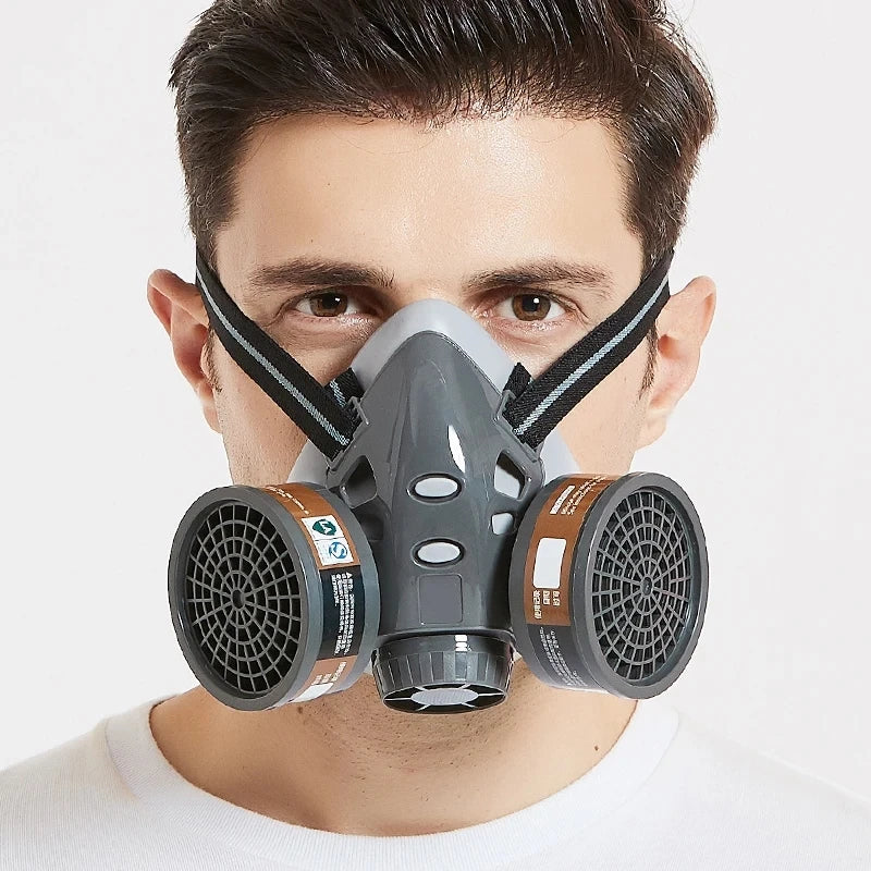 Electric Rechargeable Half Face Dust Gas Mask Portable Auxiliary Air Supply Respirator For Spraying Painting Polish Work Safety Vue