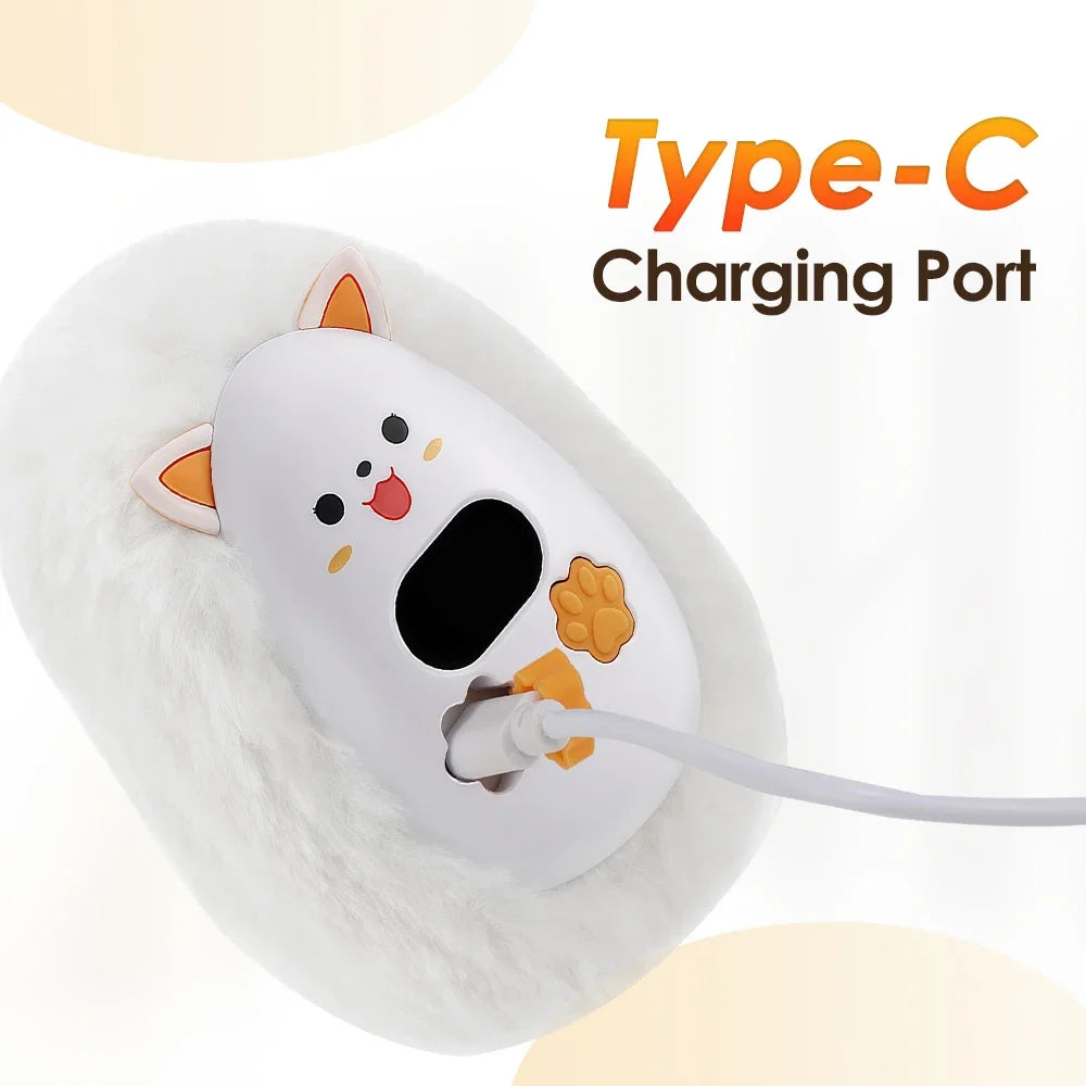 Mini Electric Hand Warmer Digital Display Thermostat Portable Plush Hand Warmer with Efficient Heating forWinter Office Home Use Vue