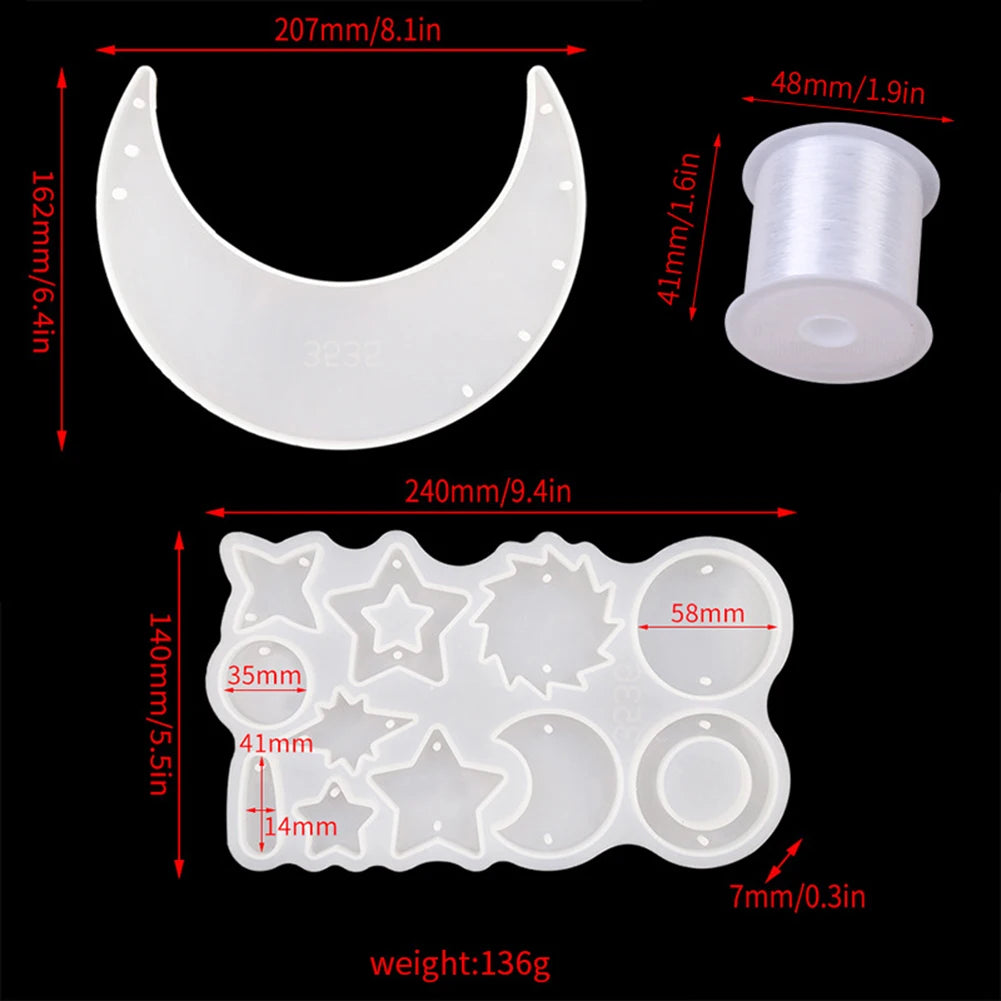 Silicone Moon Wind Chimes DIY Mould Set – Resin Casting Kit Silicone Craft Mould Vue
