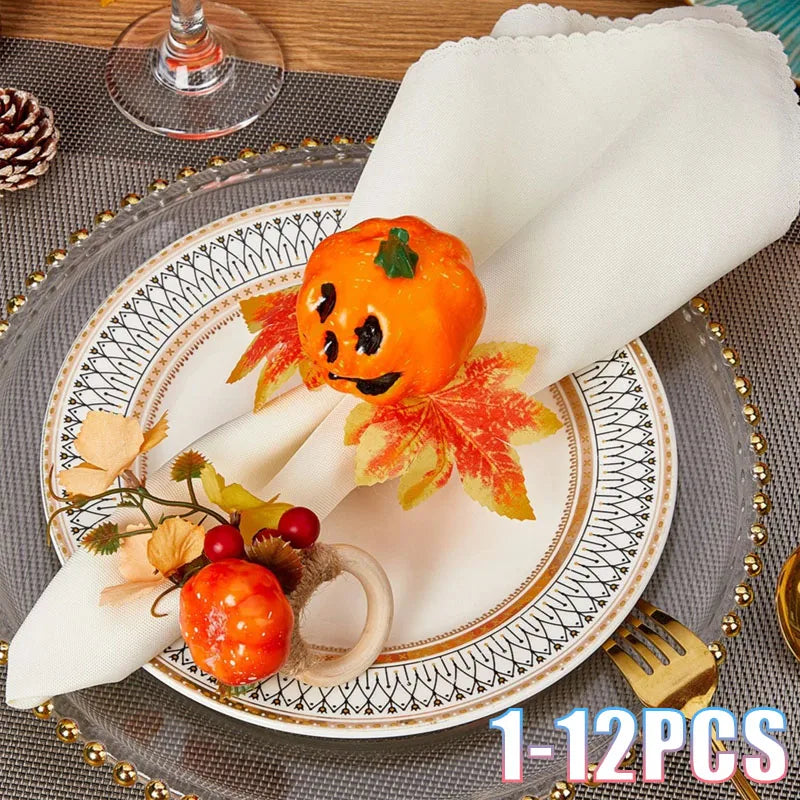 1-12pcs Scary Pumpkin Head Napkin Ring Popping Eyeball for Halloween Hotel Table Setting Ghost Party Dining Centerpiece Vue