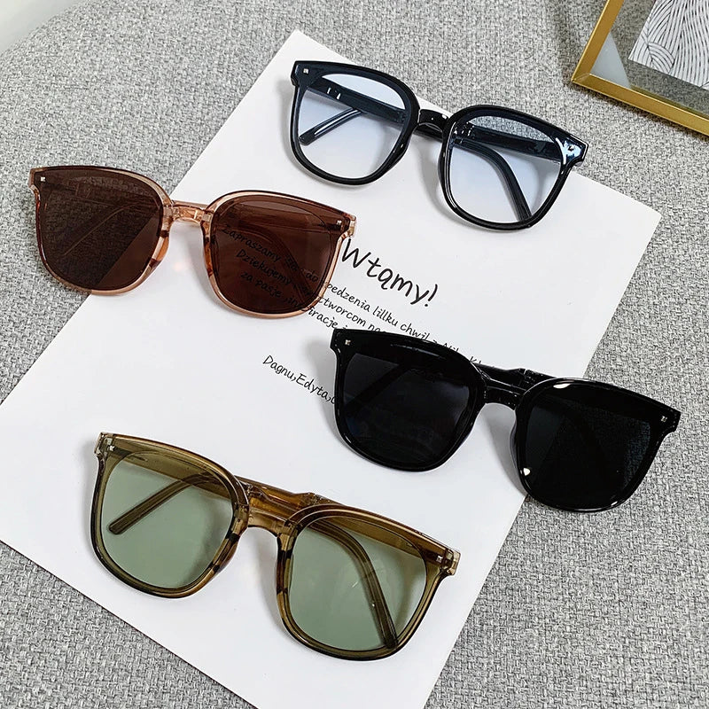 Outdoor UV400 Unisex Portable Collapsible Glasses Fashionable Women Folding Sunglasses Summer Wild Colorful Square Eyewear Vue