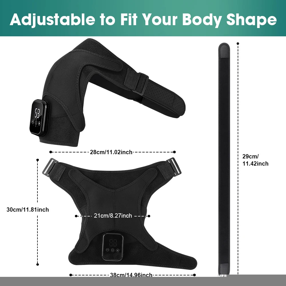 Electric Heating Vibration Shoulder Massager Wrap 3 Massage Mode 3 Adjustabal Temperature Shoulder Support Belt Strap Vue
